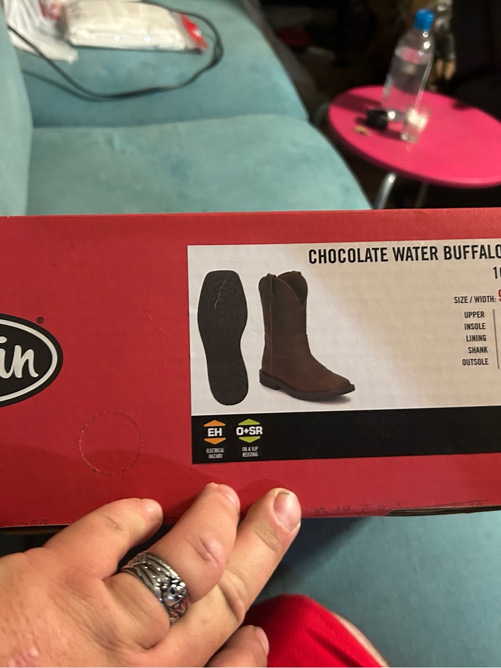 Justin Boots Chocolate Brown Cowboy Western Boots (Box Image)